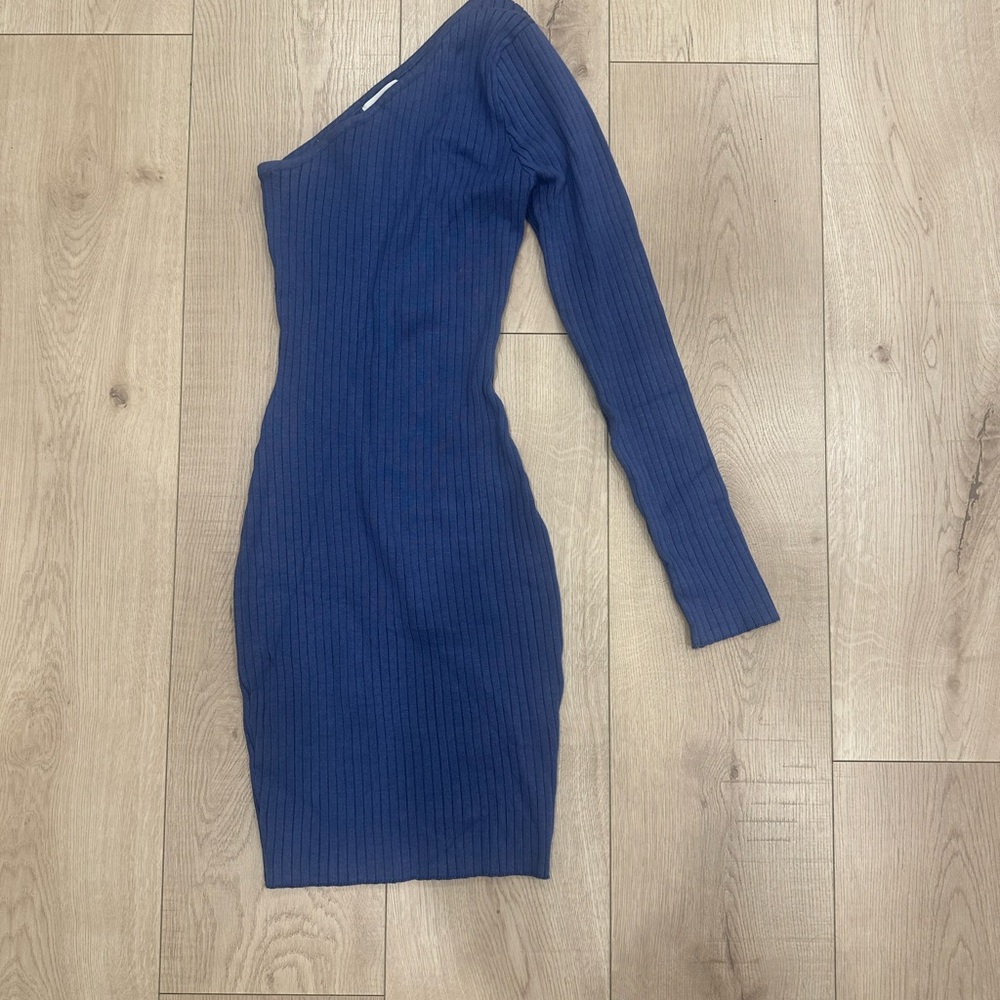 Superdown Blue Ribbed Dress